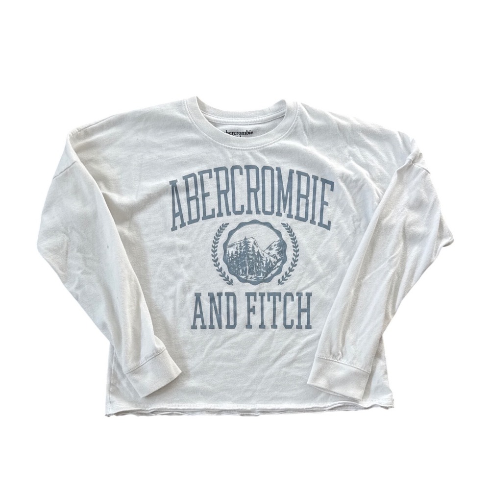 Abercrombie Kids Long Sleeve Graphic T Shirt White Mountains Trees Size‎ 11 12